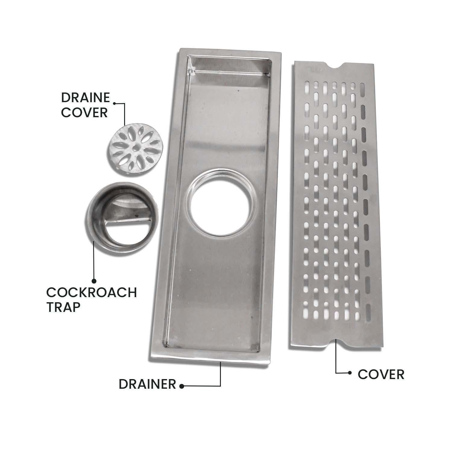 11.8 * 3.9 Inch Shower Drain Channel SS304 Floor Drain for Bathroom - Floor Trap - D&B Bathware