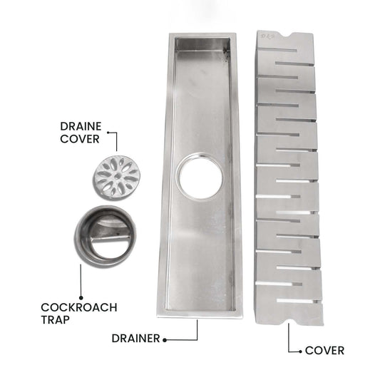 17.7 * 3.9 Inch String Shower Drain Channel SS304 Floor Drain for Bathroom - Drain Trap - D&B Bathware