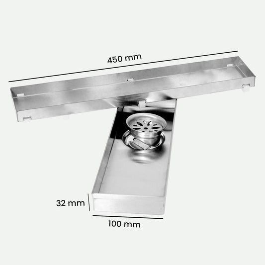 17.7 * 3.9 Inch Tylo Tile Insert Shower Drain Channel SS304 Floor Drain for Bathroom - Cockroach Trap - D&B Bathware
