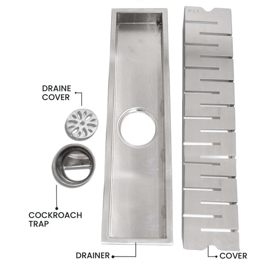 23.6 * 3.9 Inch String Shower Drain Channel SS304 Floor Drain for Bathroom - Cockroach Trap - D&B Bathware