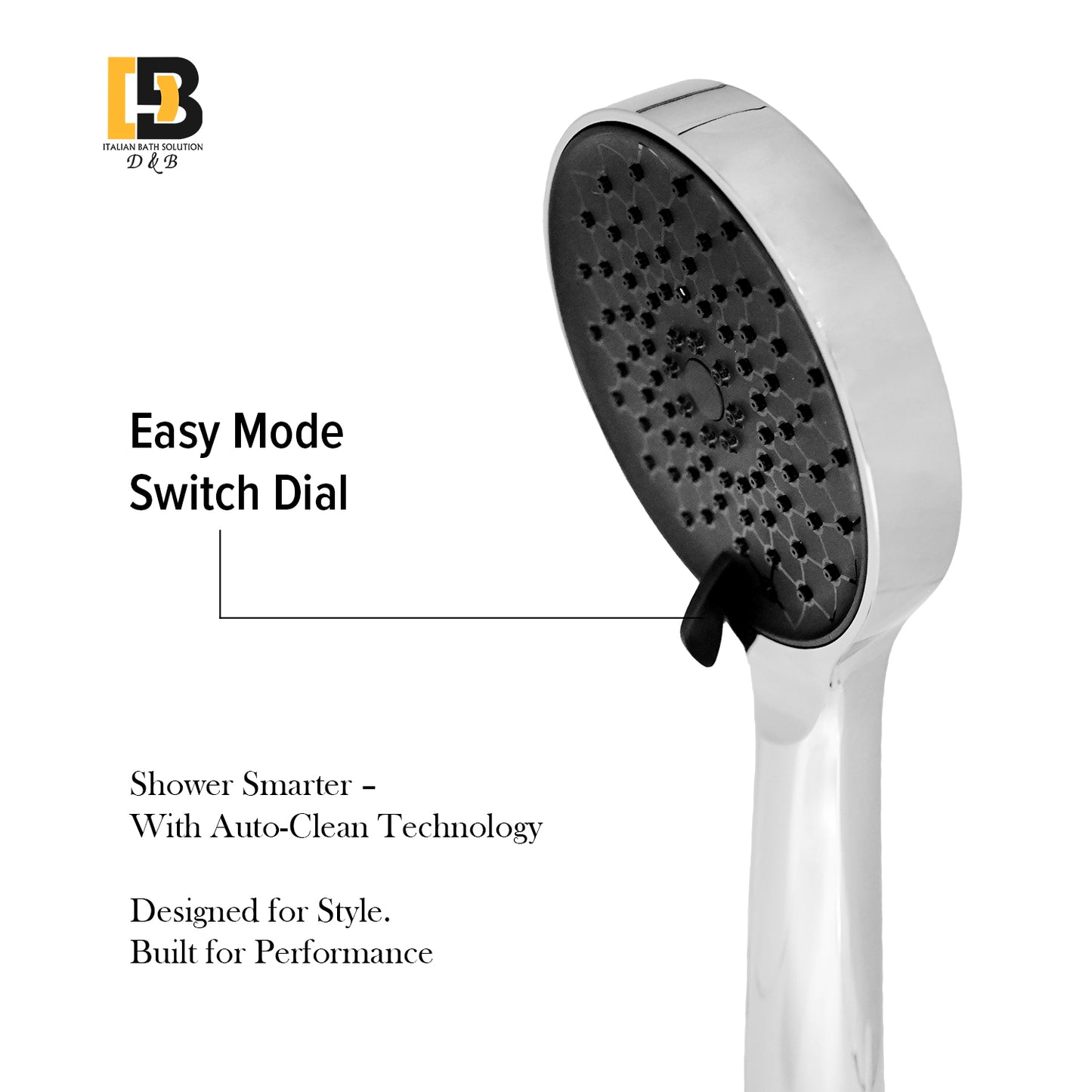 Anna Auto-Clean Handheld Shower β 3 Spray Settings (Rain, Massage, Mist) With 1.5 Meter PVC Hose & Holder