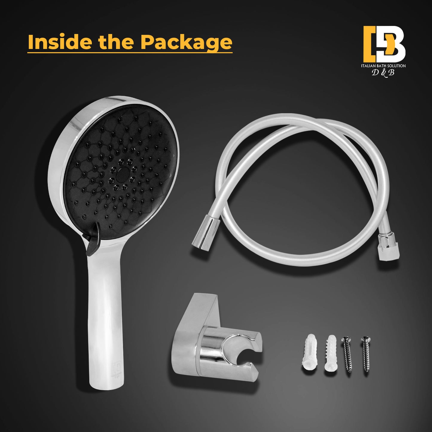 Anna Auto-Clean Handheld Shower β 3 Spray Settings (Rain, Massage, Mist) With 1.5 Meter PVC Hose & Holder