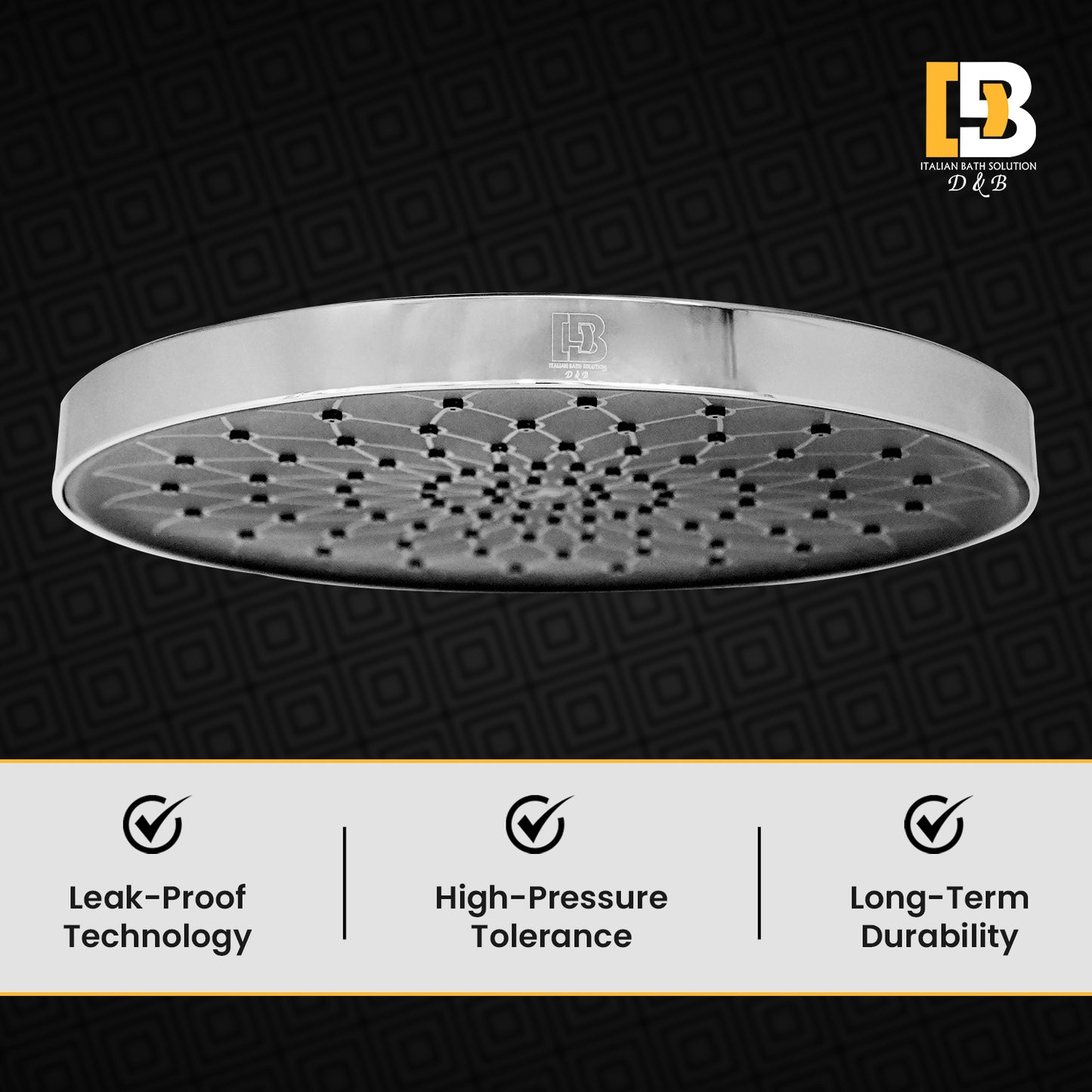 Anna Auto Clean Overhead Shower – Solid Brass Rain Shower Head | High Pressure Water Flow | Anti-Clog Nozzles | Rust-Resistant
