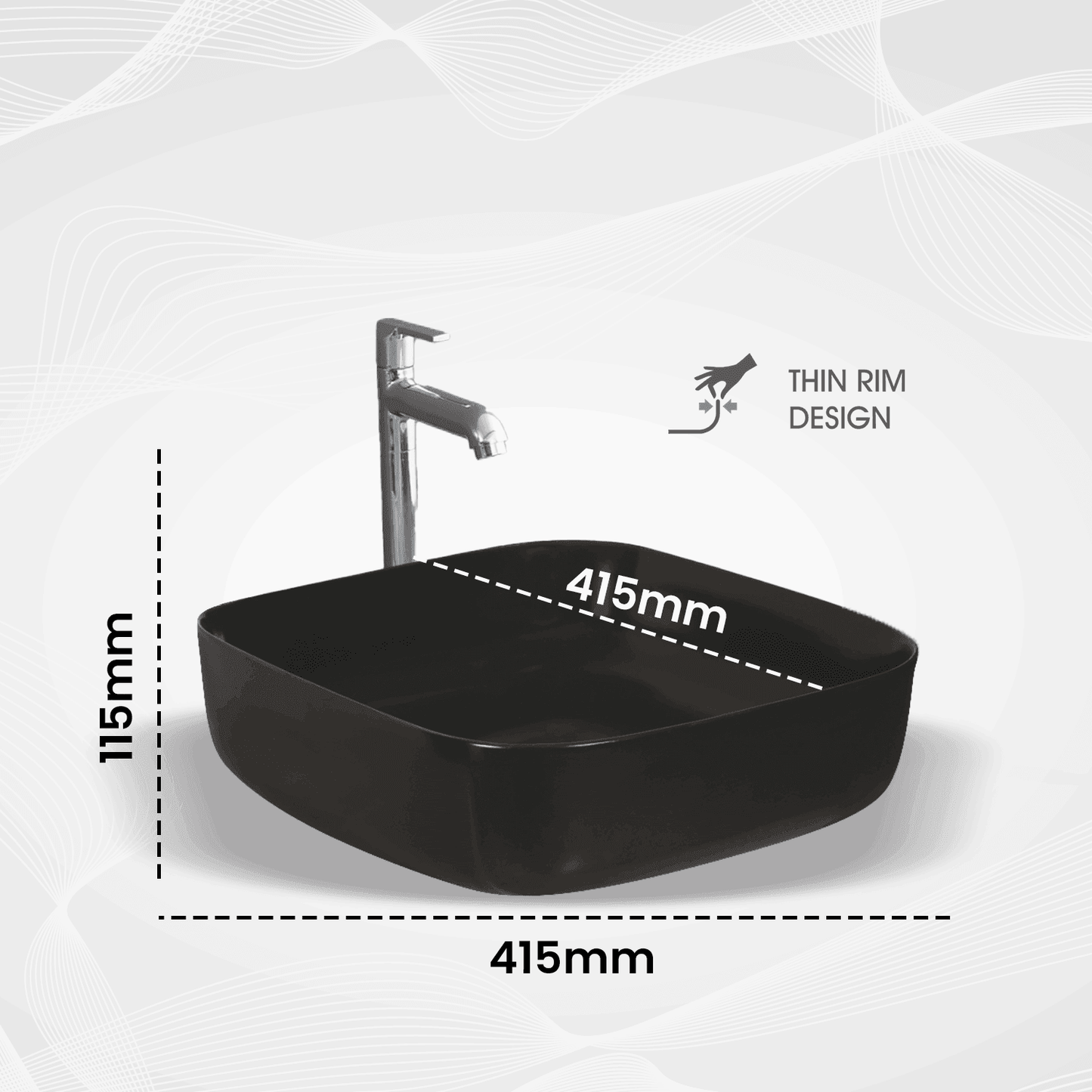Archis Black Matt Table Top Basin - Matt Black Counter Top Wash Basin for Modern Bathrooms - D&B Bathware
