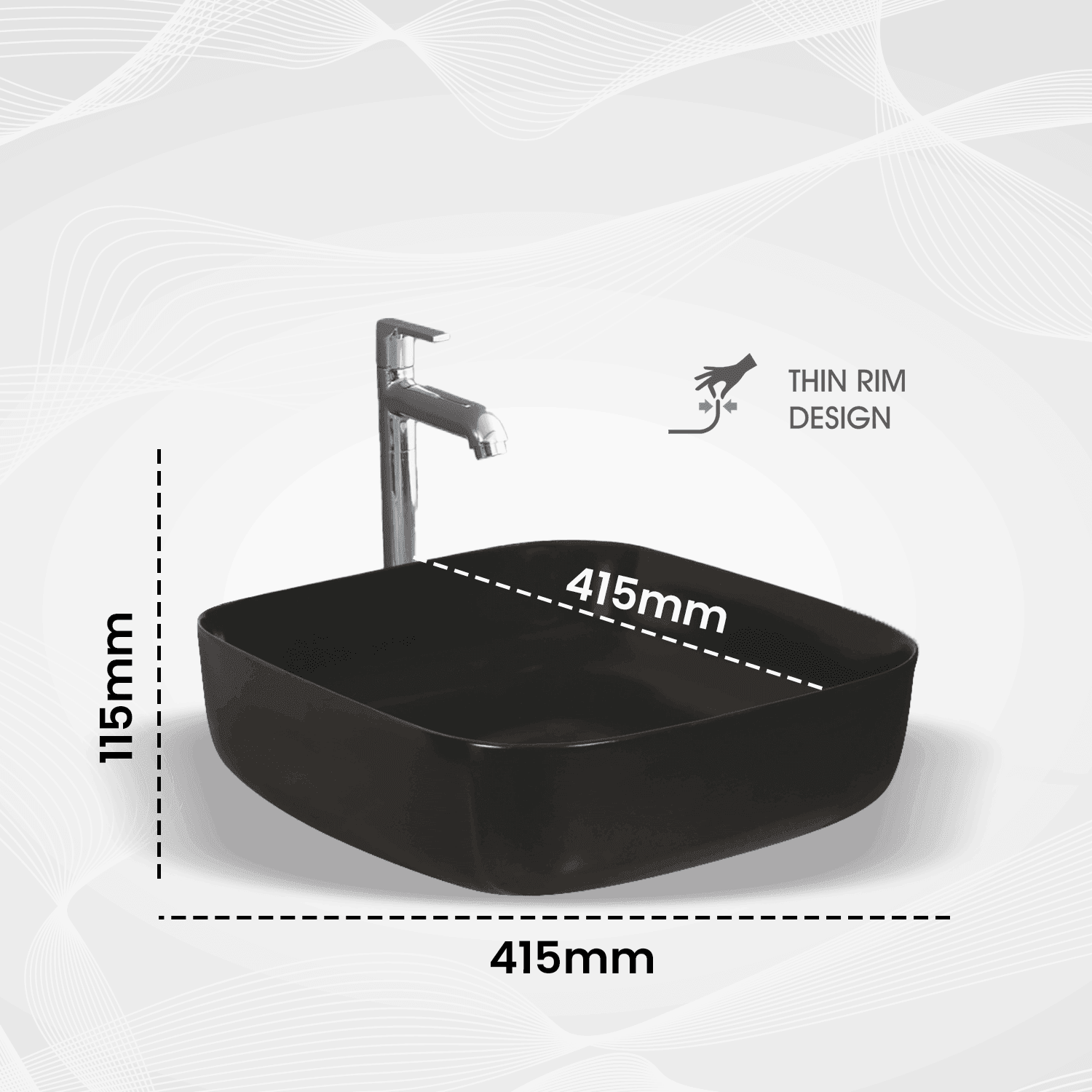 Archis Black Matt Table Top Basin - Matt Black Counter Top Wash Basin for Modern Bathrooms - D&B Bathware