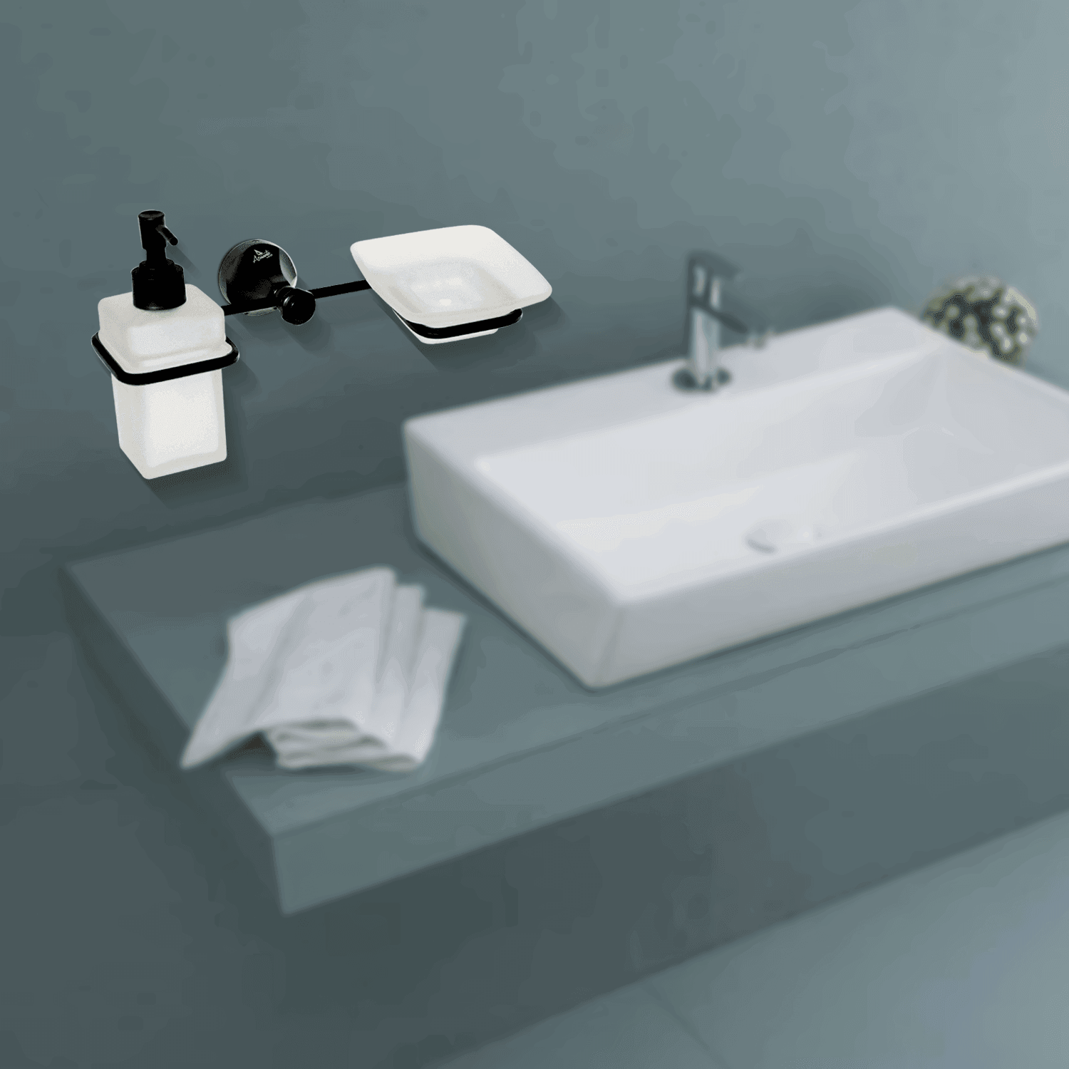Black Liquid Dispenser & Soup Dish - FLORIS Series | Modern & Functional Design - D&B Bathware