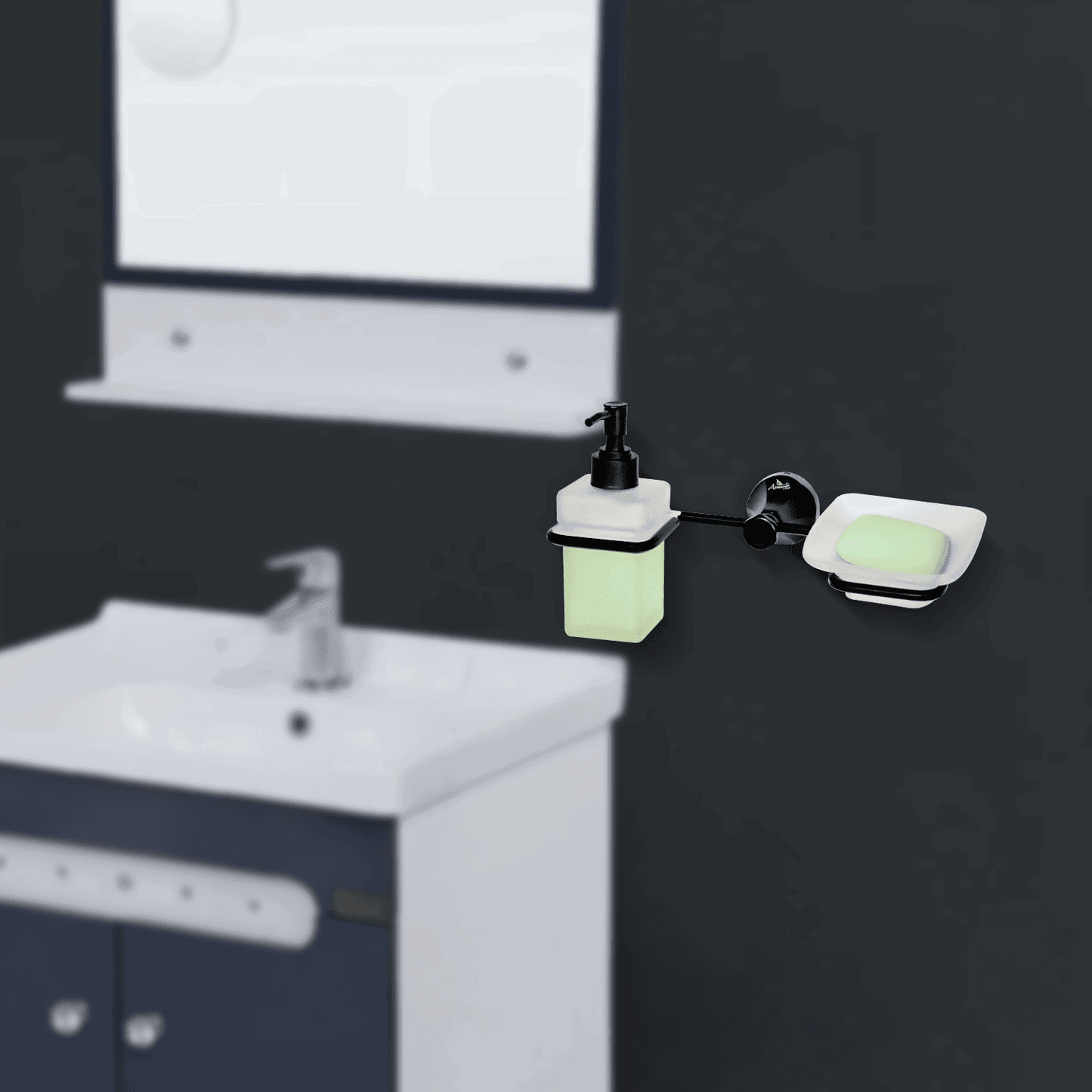Black Liquid Dispenser & Soup Dish - FLORIS Series | Modern & Functional Design - D&B Bathware