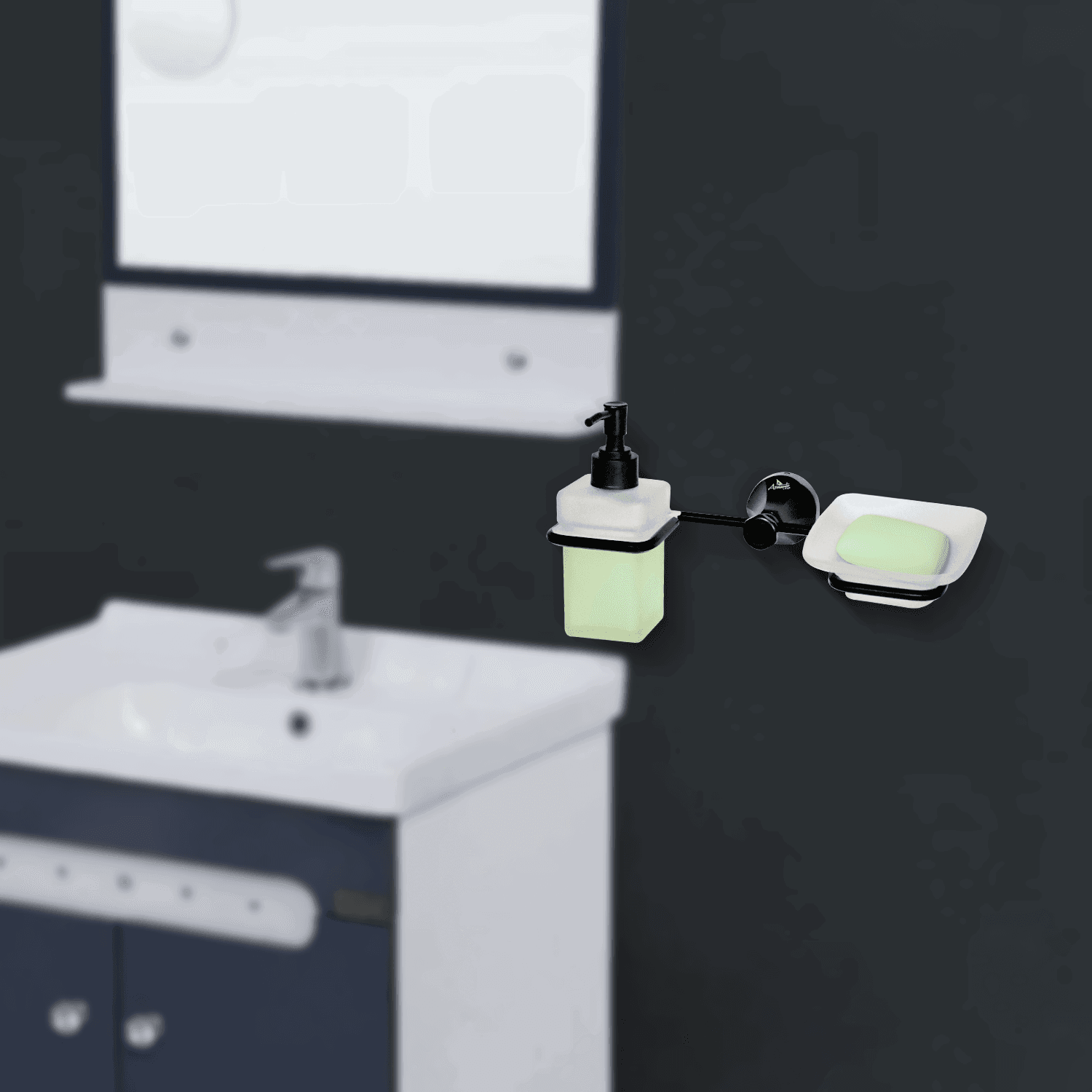 Black Liquid Dispenser & Soup Dish - FLORIS Series | Modern & Functional Design - D&B Bathware