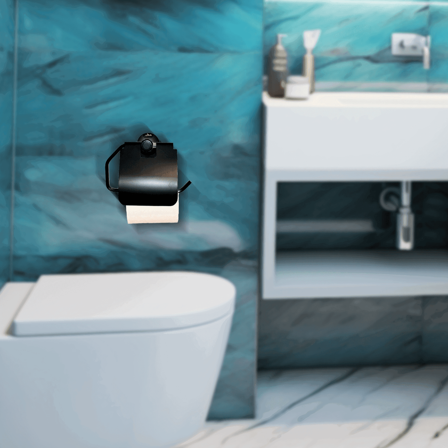 Black Toilet Paper Holder - FLORIS Series | Modern, Durable & Stylish - D&B Bathware