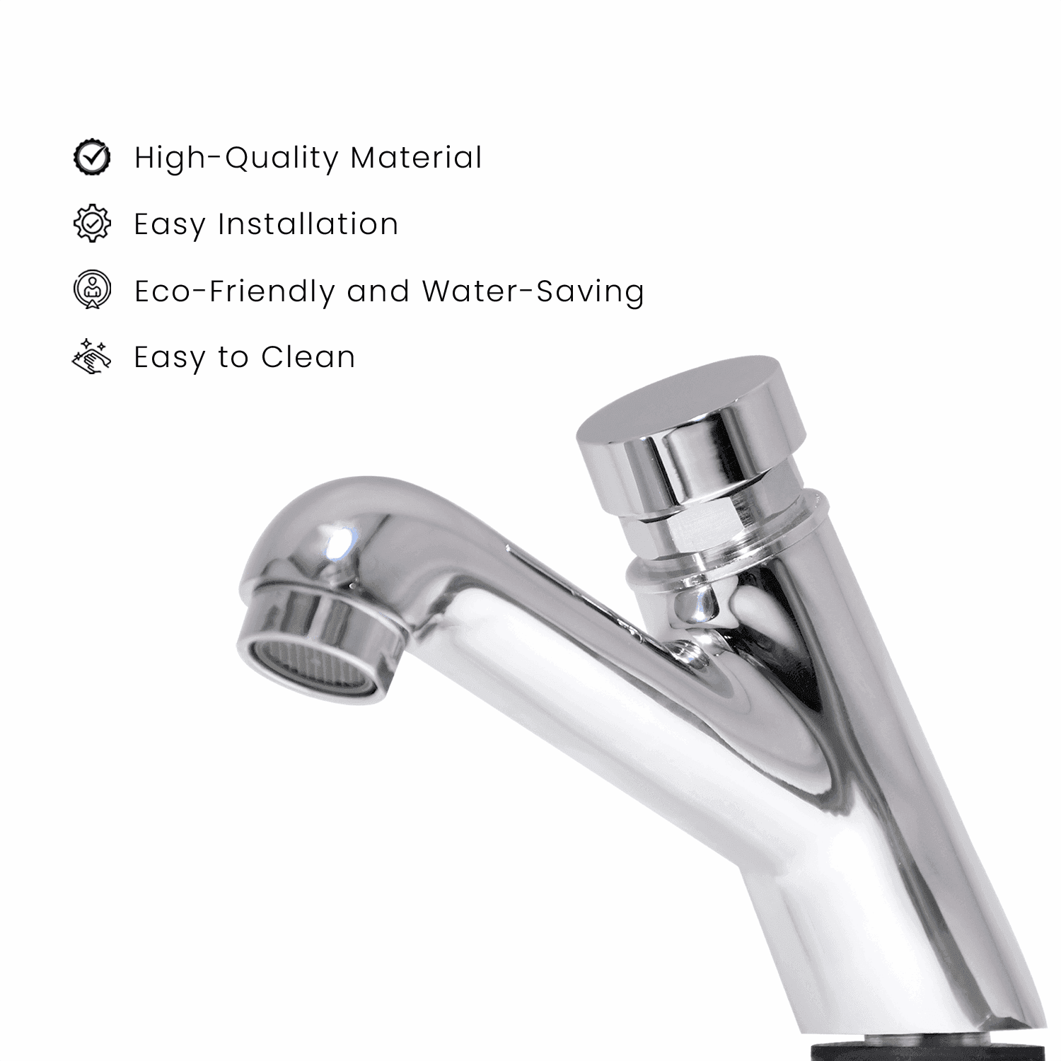 Brass Auto-Close Function Tap Push Button Pillar Cock Faucet Set - D&B Bathware