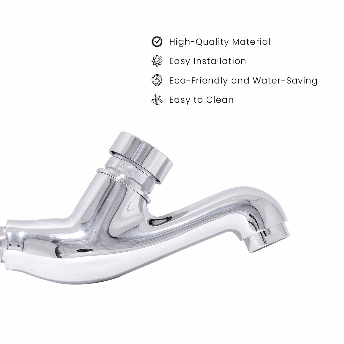 Brass Push Button Bib Cock with Auto-Close Function & Wall Flange System Faucet Set - D&B Bathware