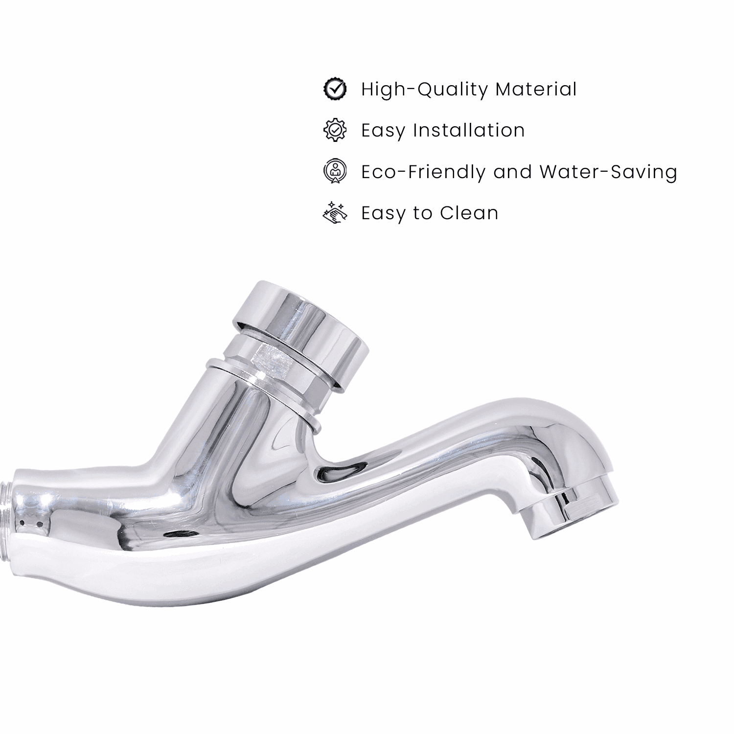 Brass Push Button Bib Cock with Auto-Close Function & Wall Flange System Faucet Set - D&B Bathware