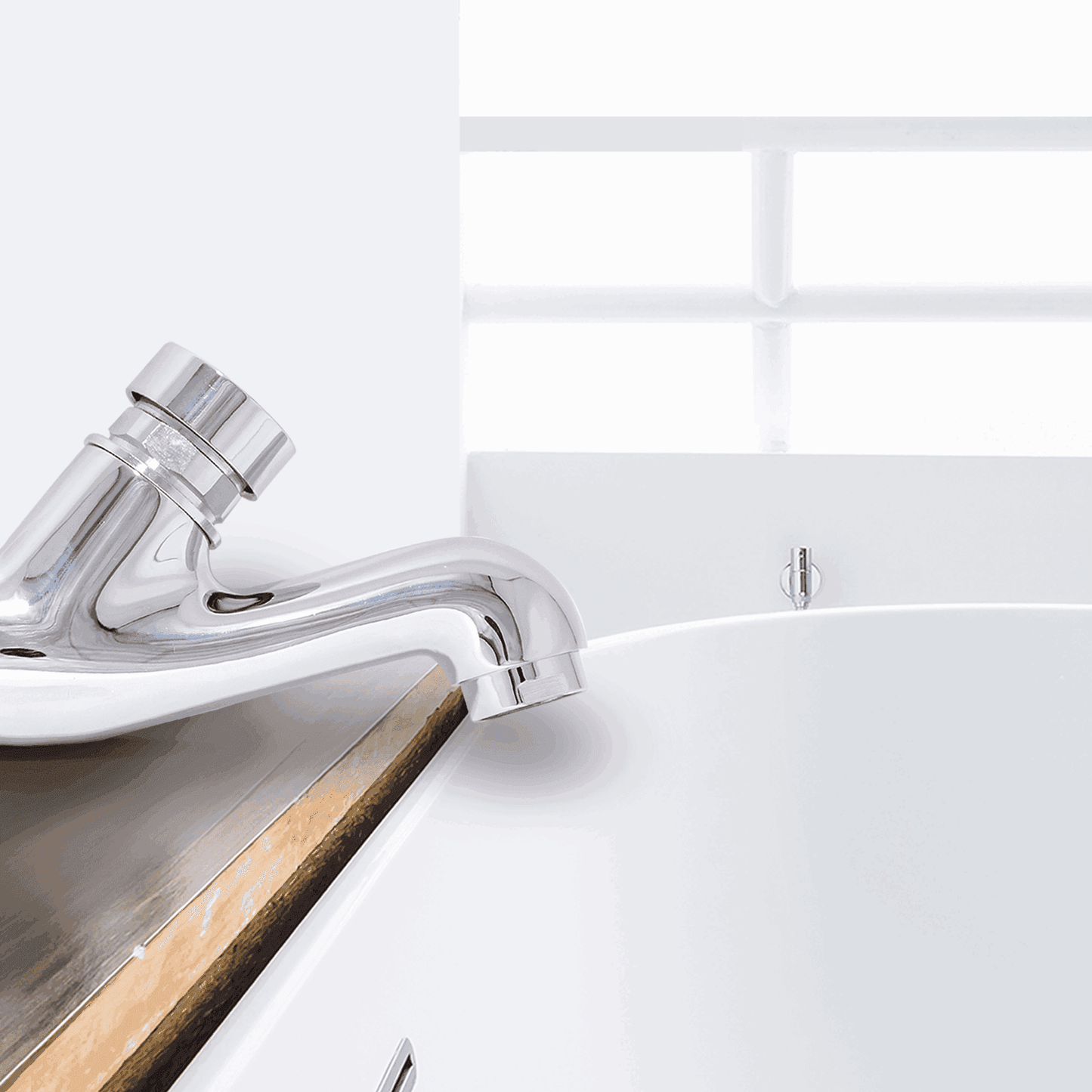 Brass Push Button Bib Cock with Auto-Close Function & Wall Flange System Faucet Set - D&B Bathware