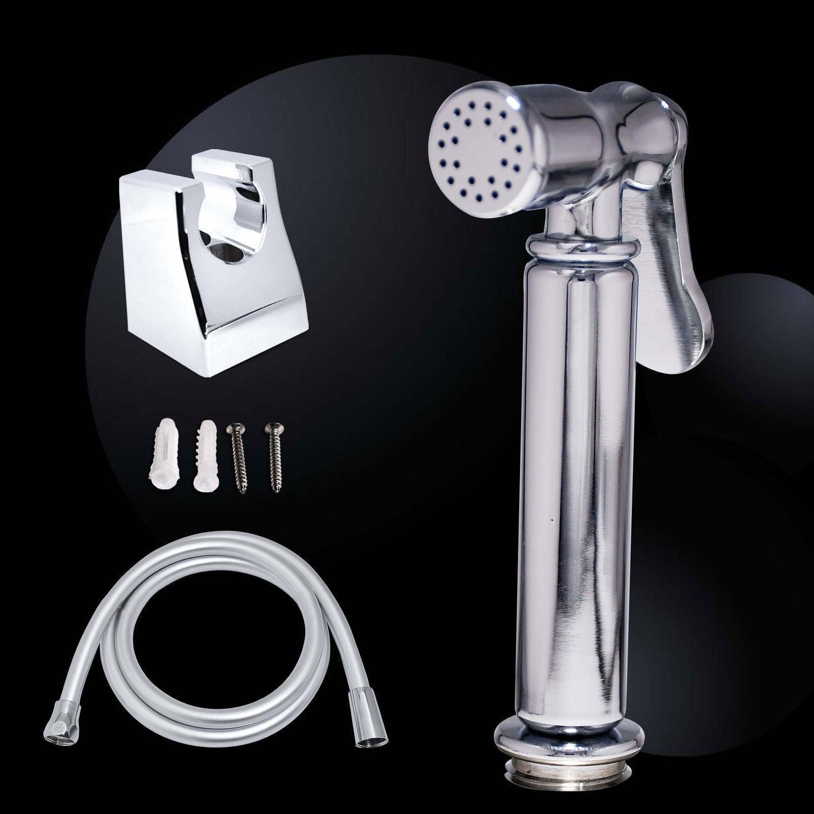 D&B BATHWARE Modern Brass Chrome Finish Jet Spray with Hose and Holder Hygiene Upgrade - D&B Bathware