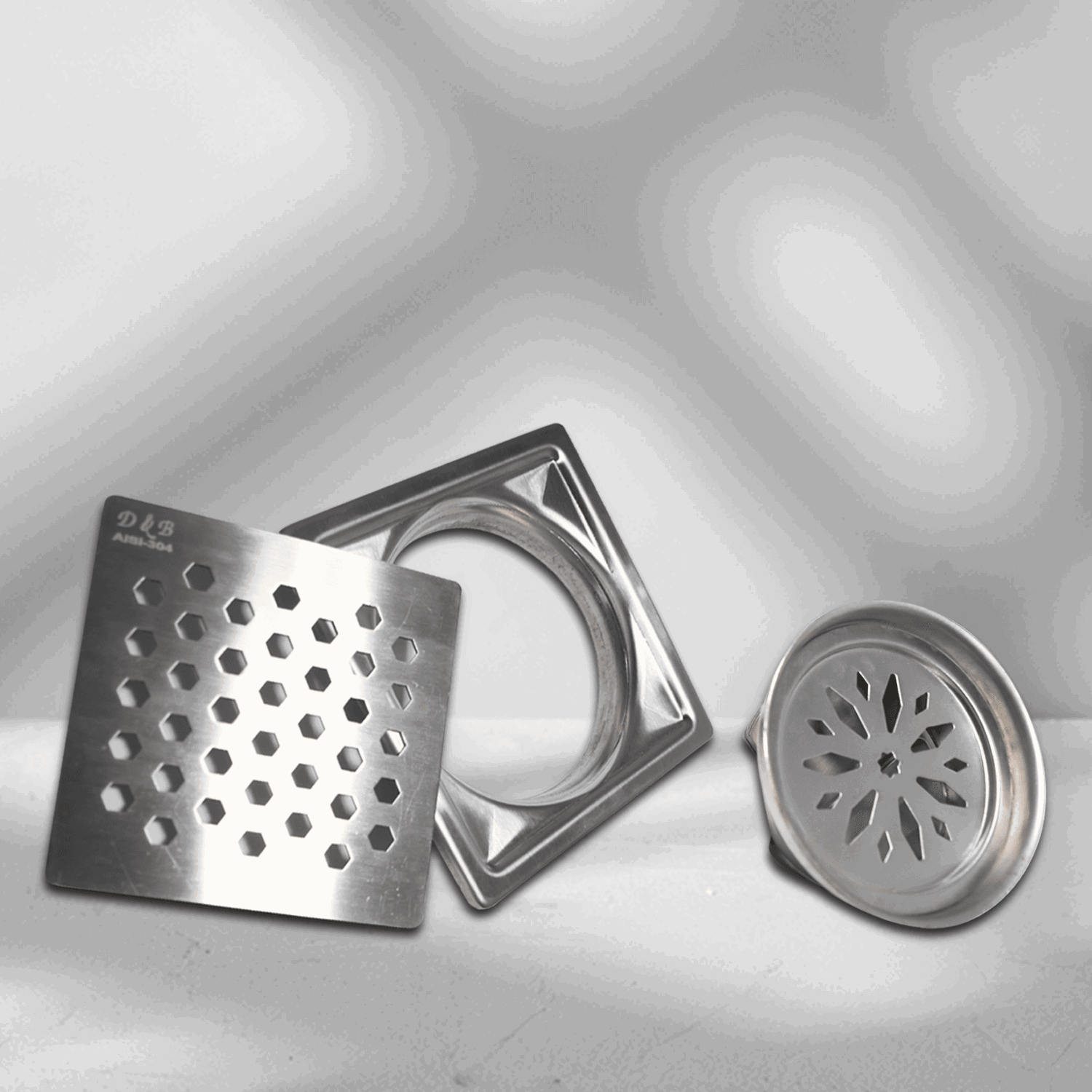 D&B BATHWARE Stainless Steel Shower Drain Channel | Vertical System with Cockroach Trap | Ultimate Floor Solution Center Hole | Anti Foul Auto Close Function | Silver Matt (Vento, 6" * 6" Inches) - D&B Bathware