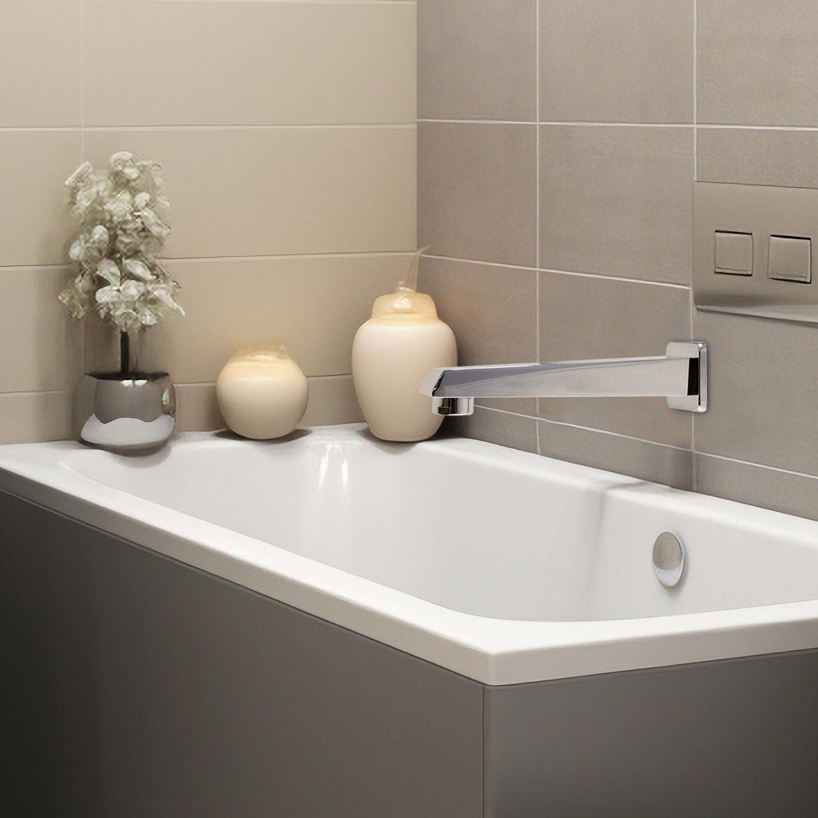 ENIGMA Brass Bath Spout Tap | Chrome Finish Tap With Brass Flange Bathtub Filler - D&B Bathware