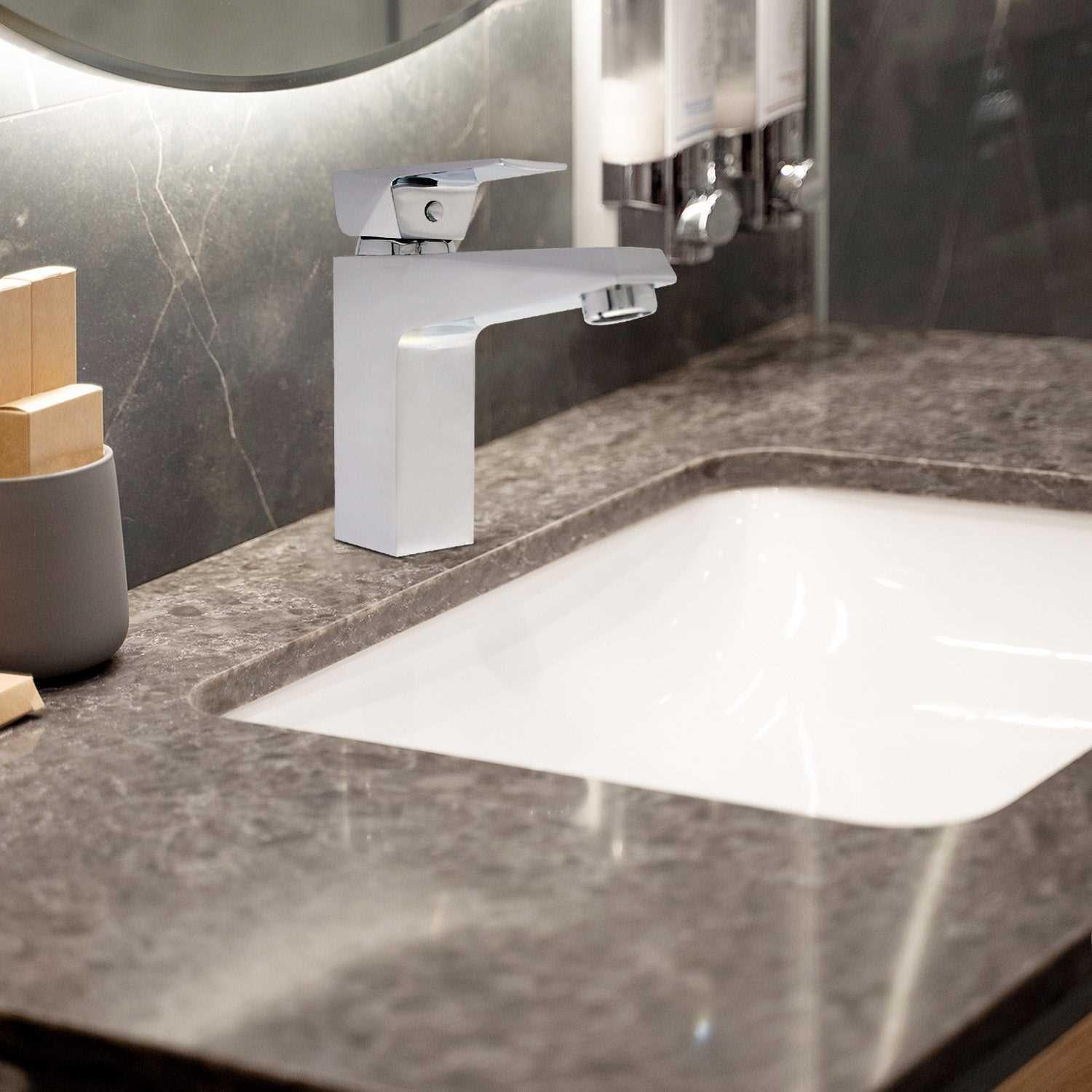 ENIGMA Brass Short Boy Basin Mixer Tap - Form Flow Tap Ideal for Bath & Kitchen - D&B Bathware