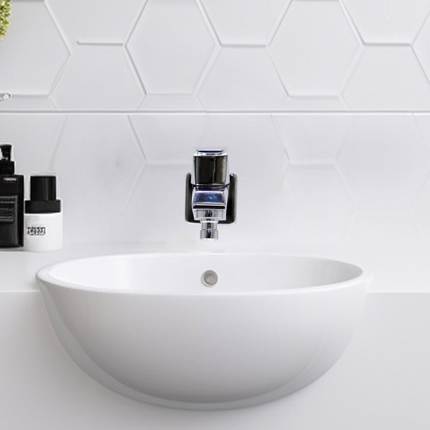 ENIGMA Brass Washing Machine Tap Chrome Finish Bib Cock, High Flow With Flange - D&B Bathware