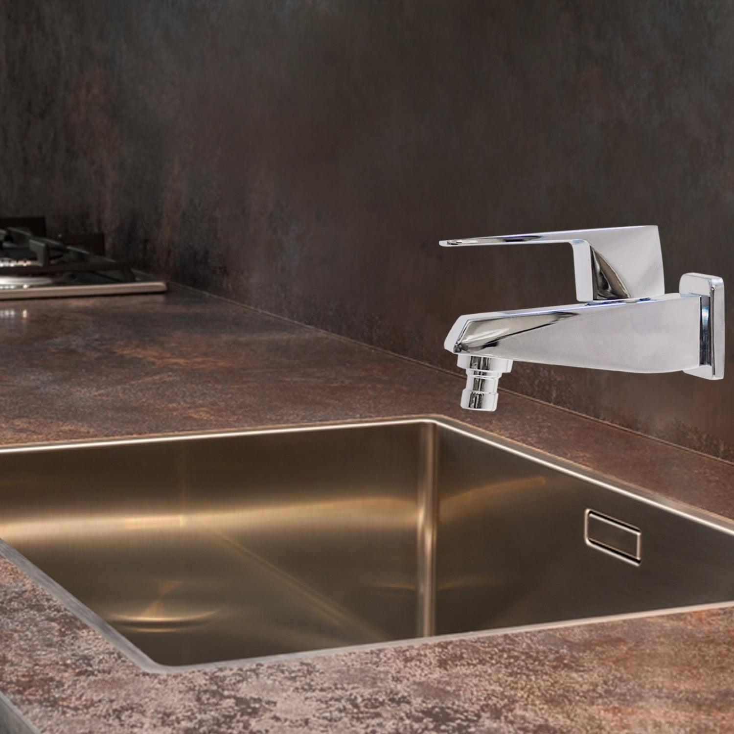 ENIGMA Brass Washing Machine Tap Chrome Finish Bib Cock, High Flow With Flange - D&B Bathware