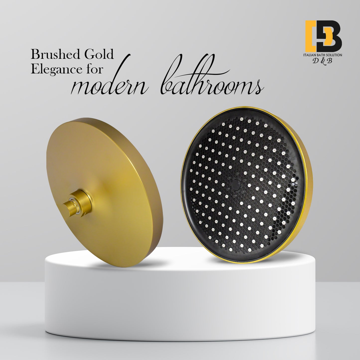 Fiona Brushed Gold Overhead Shower – Solid ABS Rain Shower Head | High Pressure Water Flow | Anti-Clog Nozzles | Rust-Resistant