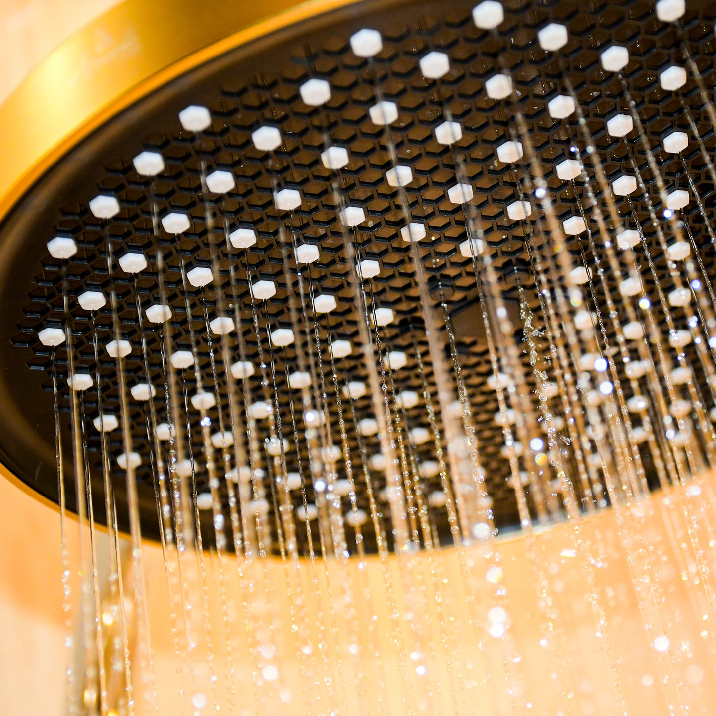 Fiona Brushed Gold Overhead Shower – Solid ABS Rain Shower Head | High Pressure Water Flow | Anti-Clog Nozzles | Rust-Resistant
