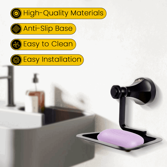 Floris Black Soap Dish for Bathroom – Stylish & Durable Soap Holder Accessory - D&B Bathware