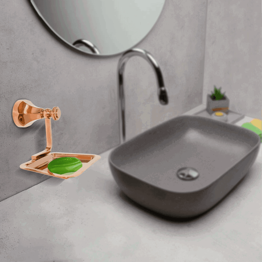 Floris Rose Gold Soap Dish for Bathroom – Elegant & Durable Soap Holder Accessory - D&B Bathware