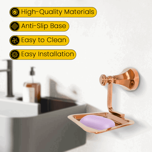 Floris Rose Gold Soap Dish for Bathroom – Elegant & Durable Soap Holder Accessory - D&B Bathware