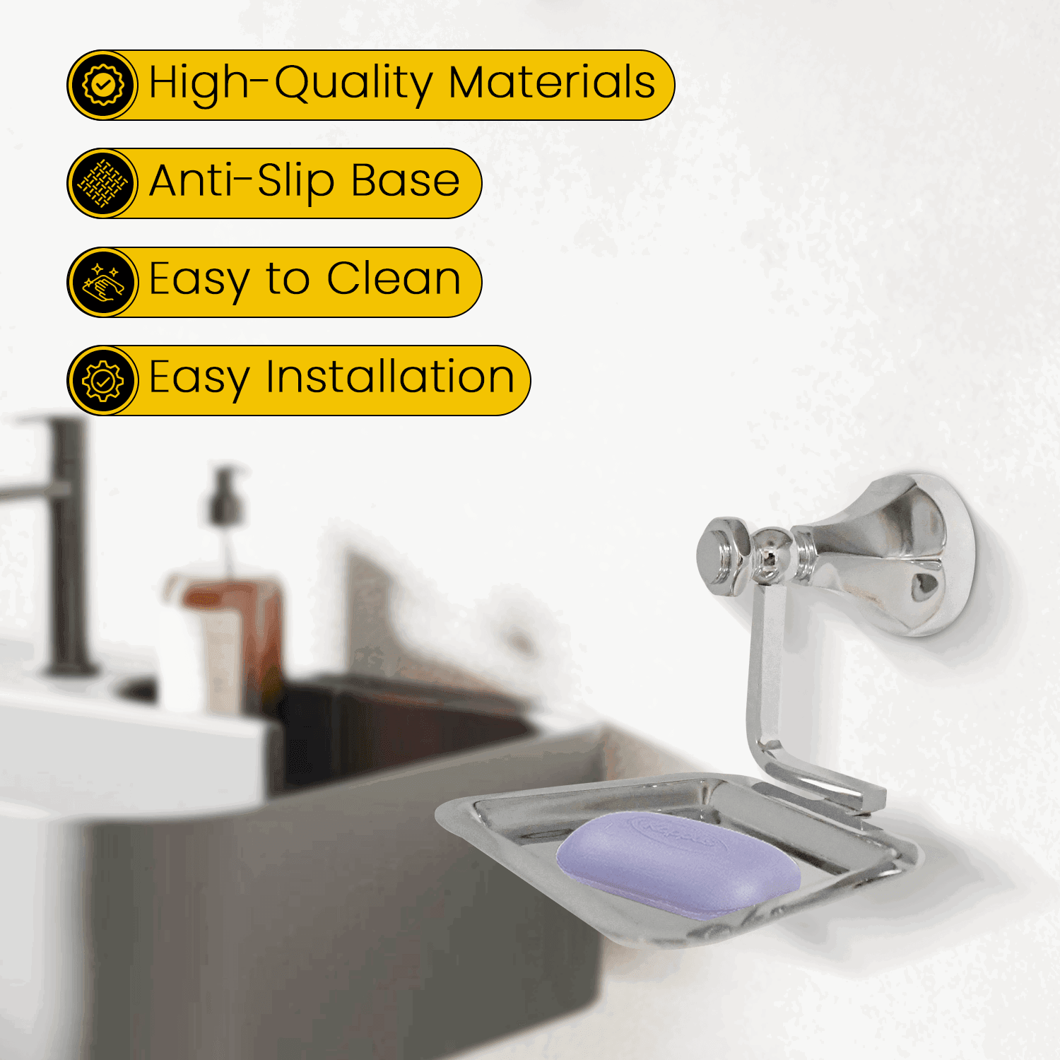 Floris Silver Soap Dish for Bathroom – Elegant & Durable Soap Holder Accessory - D&B Bathware