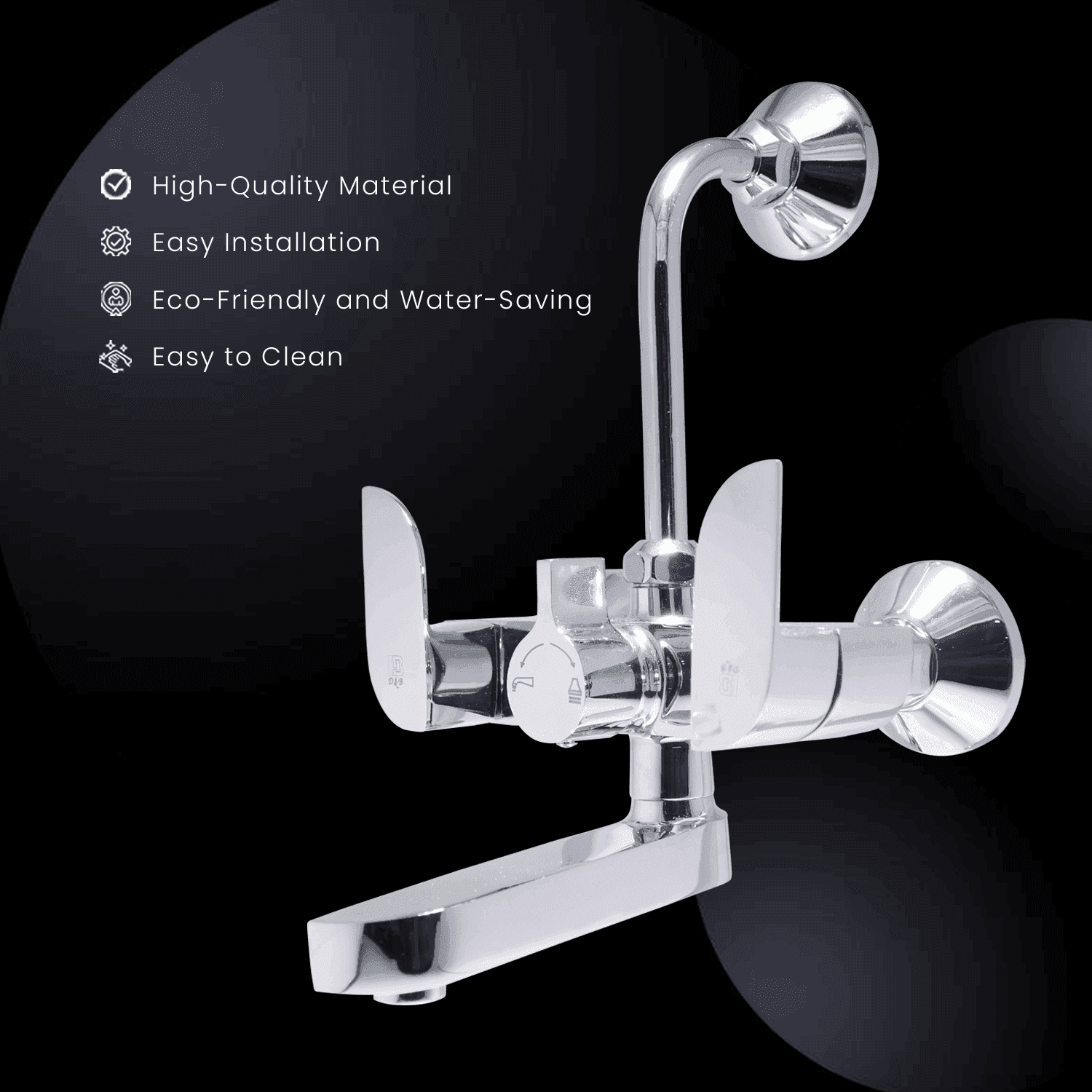 Full Brass 2in1 Wall Mixer with L-Bend Tap Ideal For Bathroom Mixer Wall Mixer Faucet (Wall Mount Installation Type) - D&B Bathware