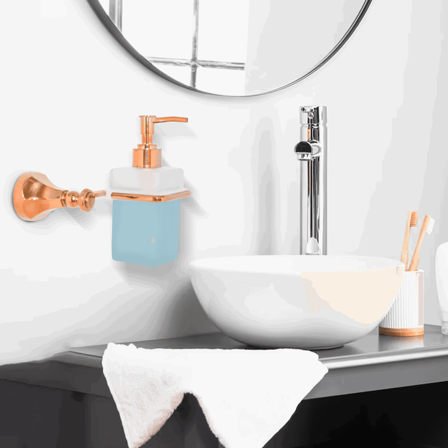 Glass Liquid Soap Dispenser Rose Gold Series Floris – Elegant & Stylish - D&B Bathware