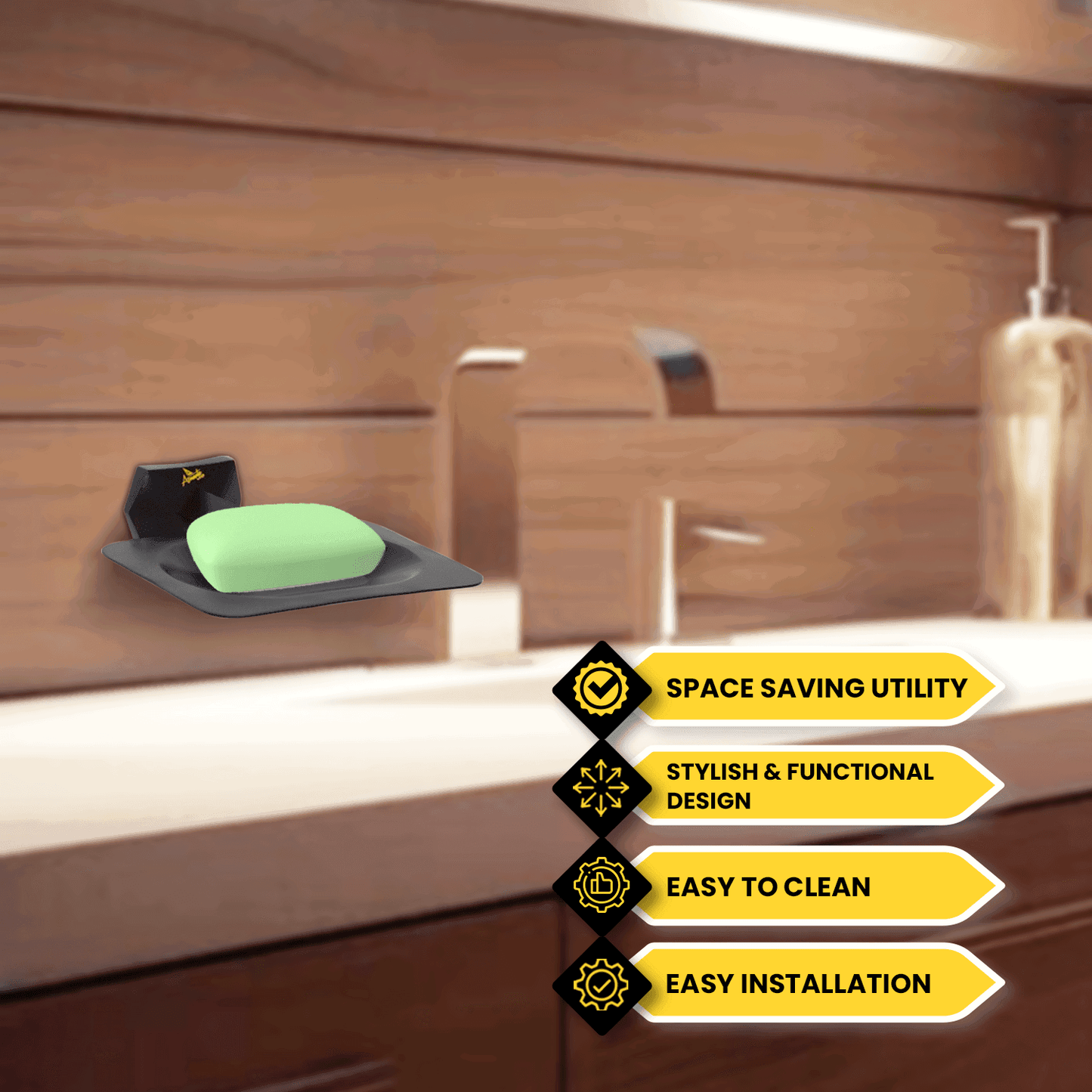 Gloria Black Soap Dish – Stylish & Durable Soap Holder for Bathroom - D&B Bathware