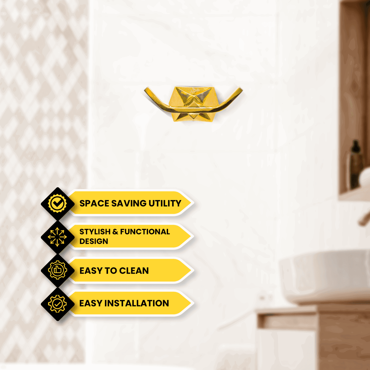 Gloria Gold Coat Hook – Elegant & Durable Wall Hook for Home - D&B Bathware