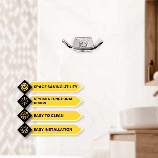 Gloria Silver Coat Hook – Modern & Sturdy Wall Hook for Home - D&B Bathware