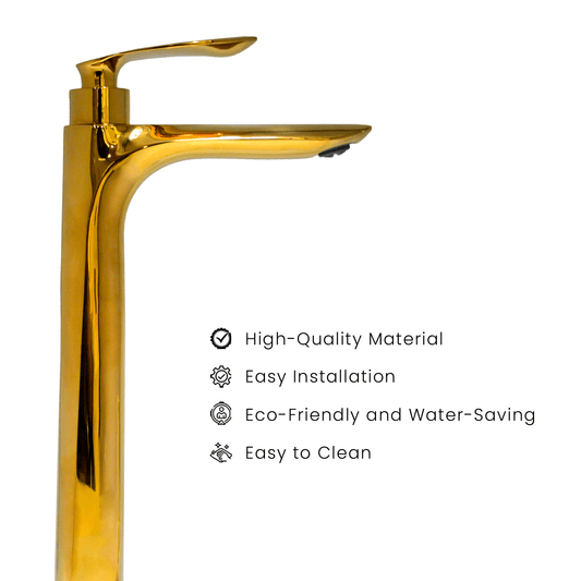 Gold Extended Tall Pillar Tap | Stylish & Durable Bathroom Tap for Modern Basins - D&B Bathware
