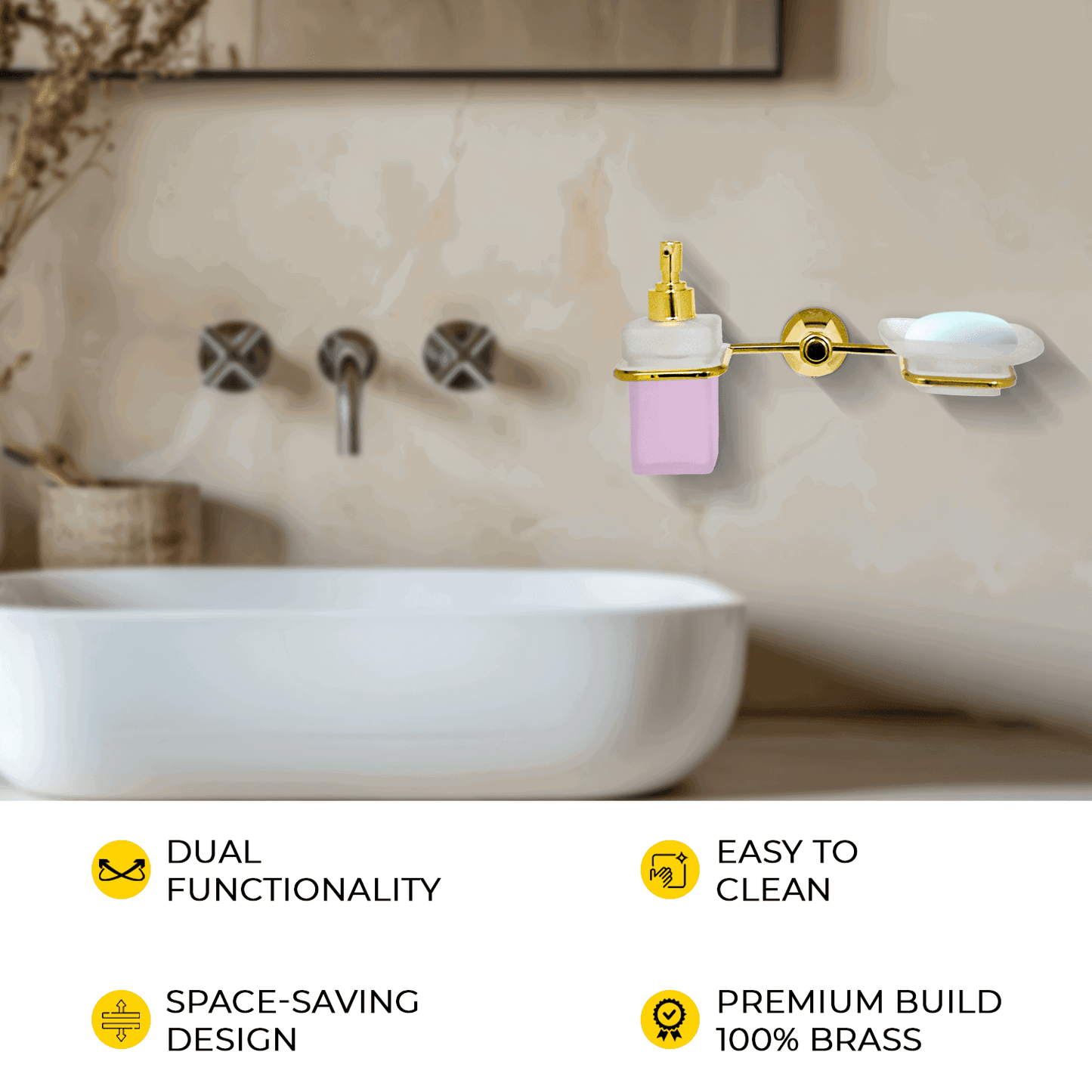 Gold Liquid Dispenser & Soup Dish - FLORIS Series | Luxury & Practical Design - D&B Bathware