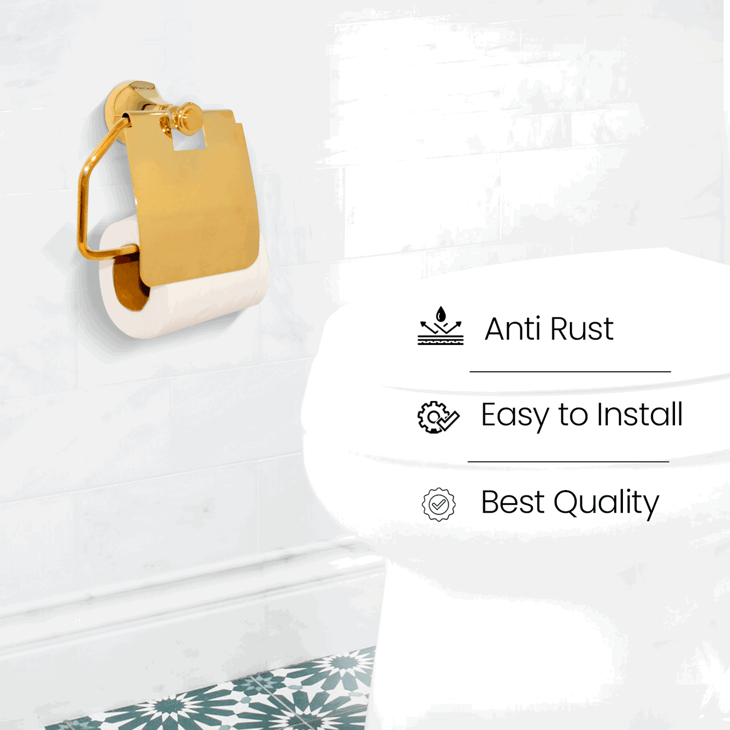 Gold Toilet Paper Holder - FLORIS Series | Luxurious & Durable Design - D&B Bathware