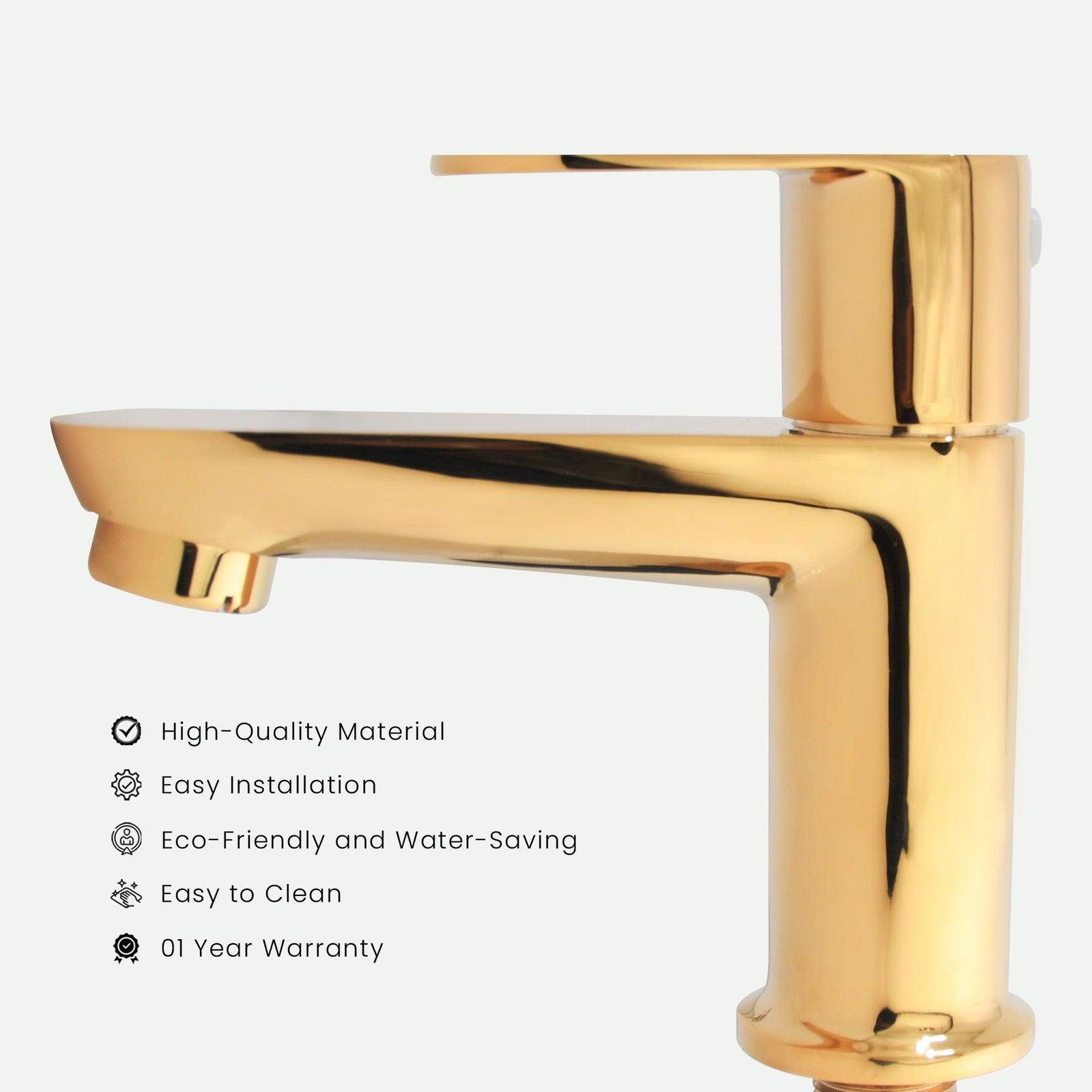 Ivano Pillar Cock Gold Bathroom Tap – Elegant & Durable 715g Design - D&B Bathware