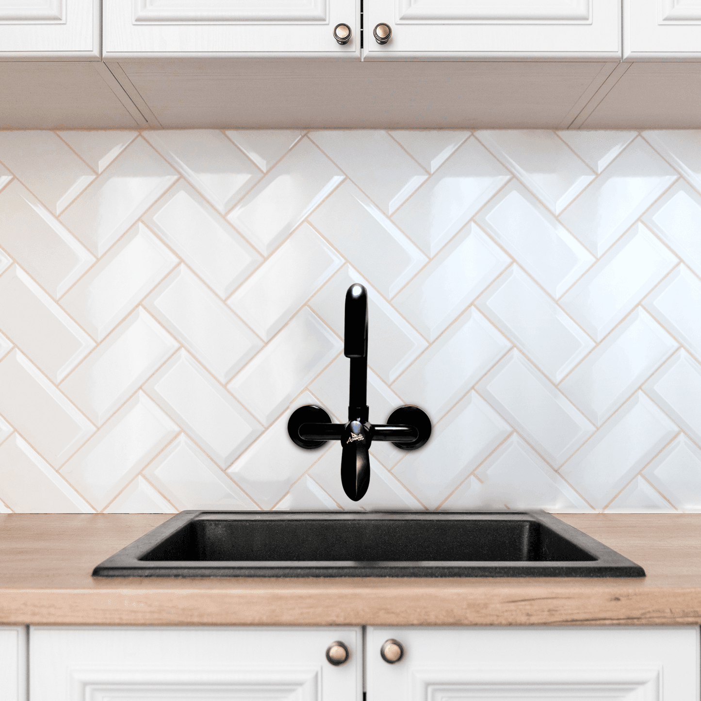 Kitchen Sink Mixer Single Lever Wall Mounted Long Pipe - Black | Durable & Modern Kitchen Faucet - D&B Bathware