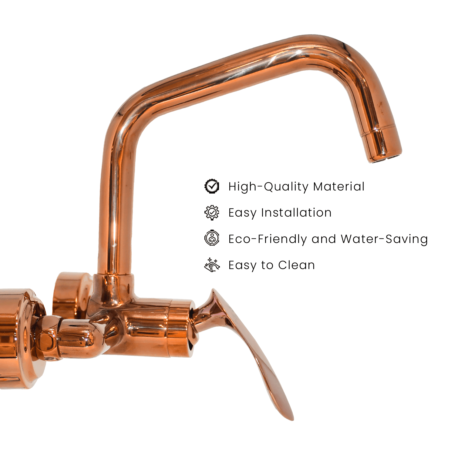 Kitchen Sink Mixer Single Lever Wall Mounted Long Pipe - Rose Gold | Elegant & Durable Kitchen Faucet - D&B Bathware