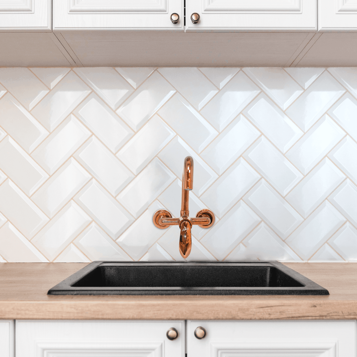 Kitchen Sink Mixer Single Lever Wall Mounted Long Pipe - Rose Gold | Elegant & Durable Kitchen Faucet - D&B Bathware