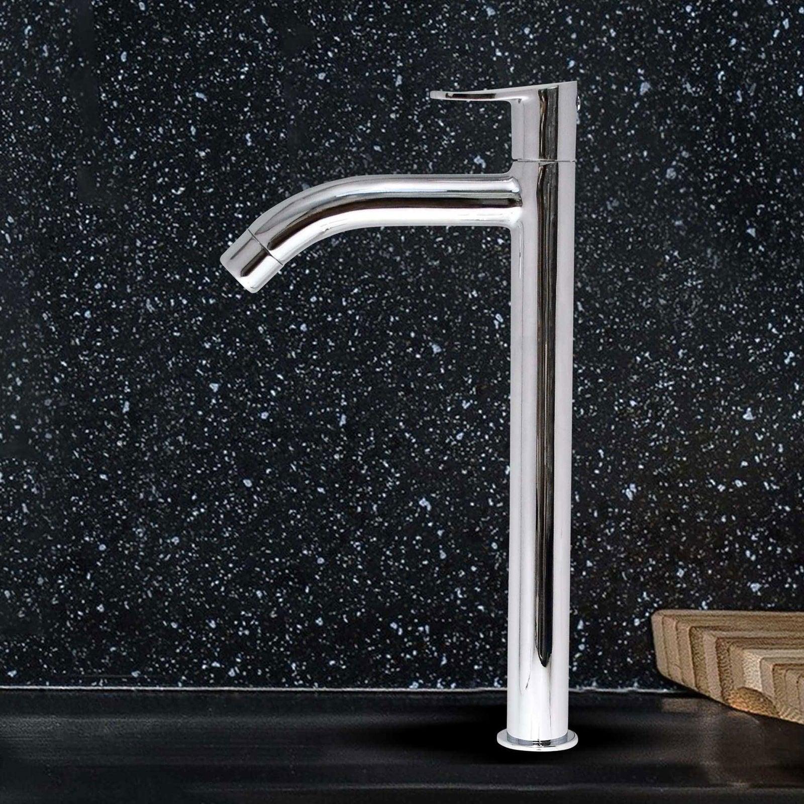 LAZZARO Brass Extended Tall Pillar Cock for Bathroom, Kitchen Chrome Finish Tap - D&B Bathware