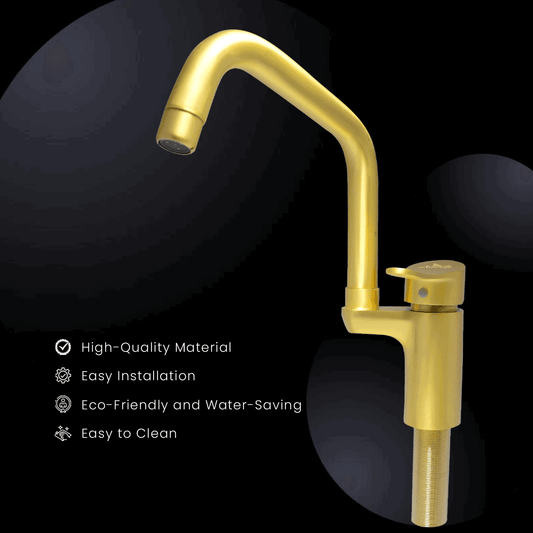 LAZZARO Brushed Gold Kitchen Sink Mixer – Single Lever Table Mounted Faucet - D&B Bathware