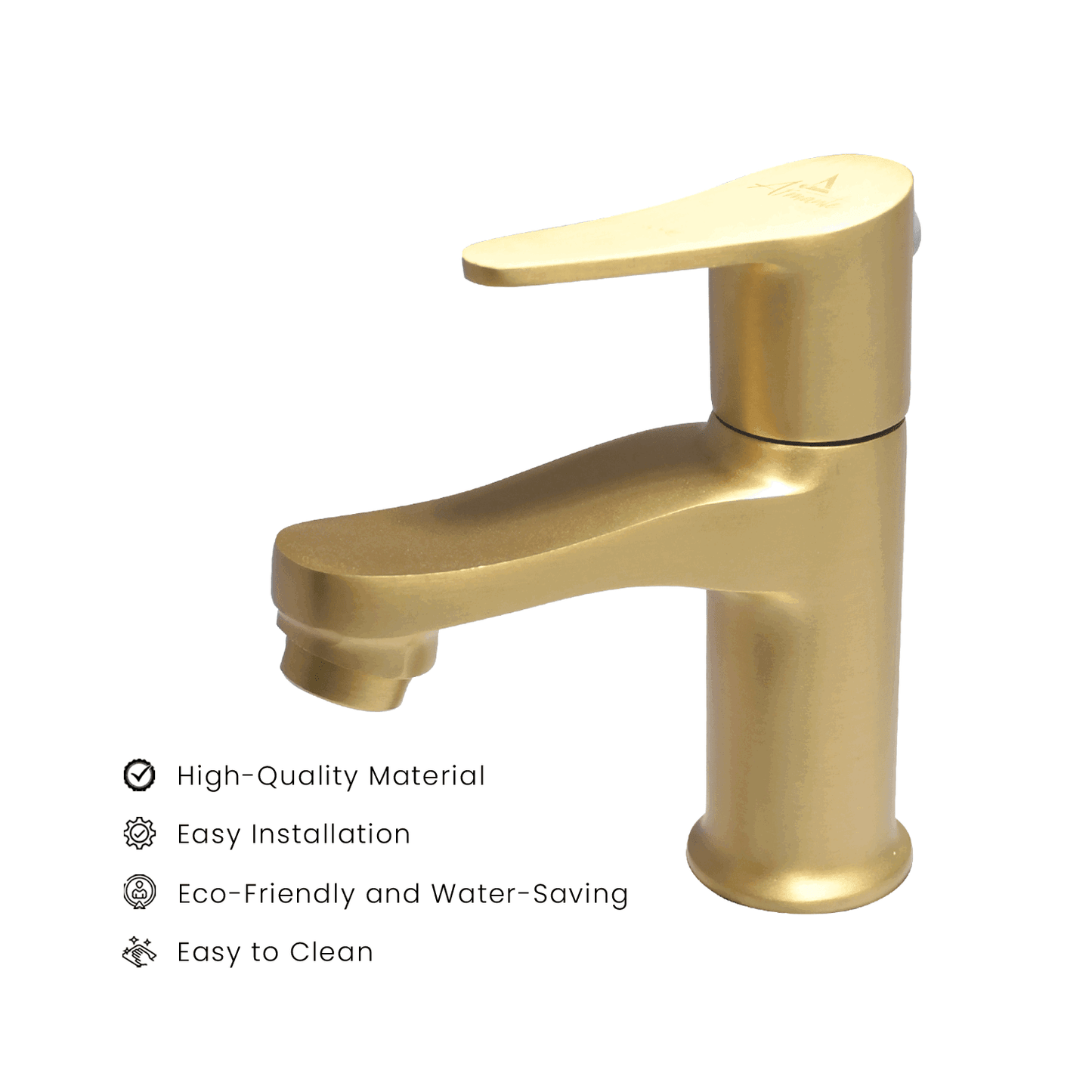 LAZZARO Brushed Gold Short Boy Basin Mixer – Stylish & Compact Bathroom Faucet - D&B Bathware