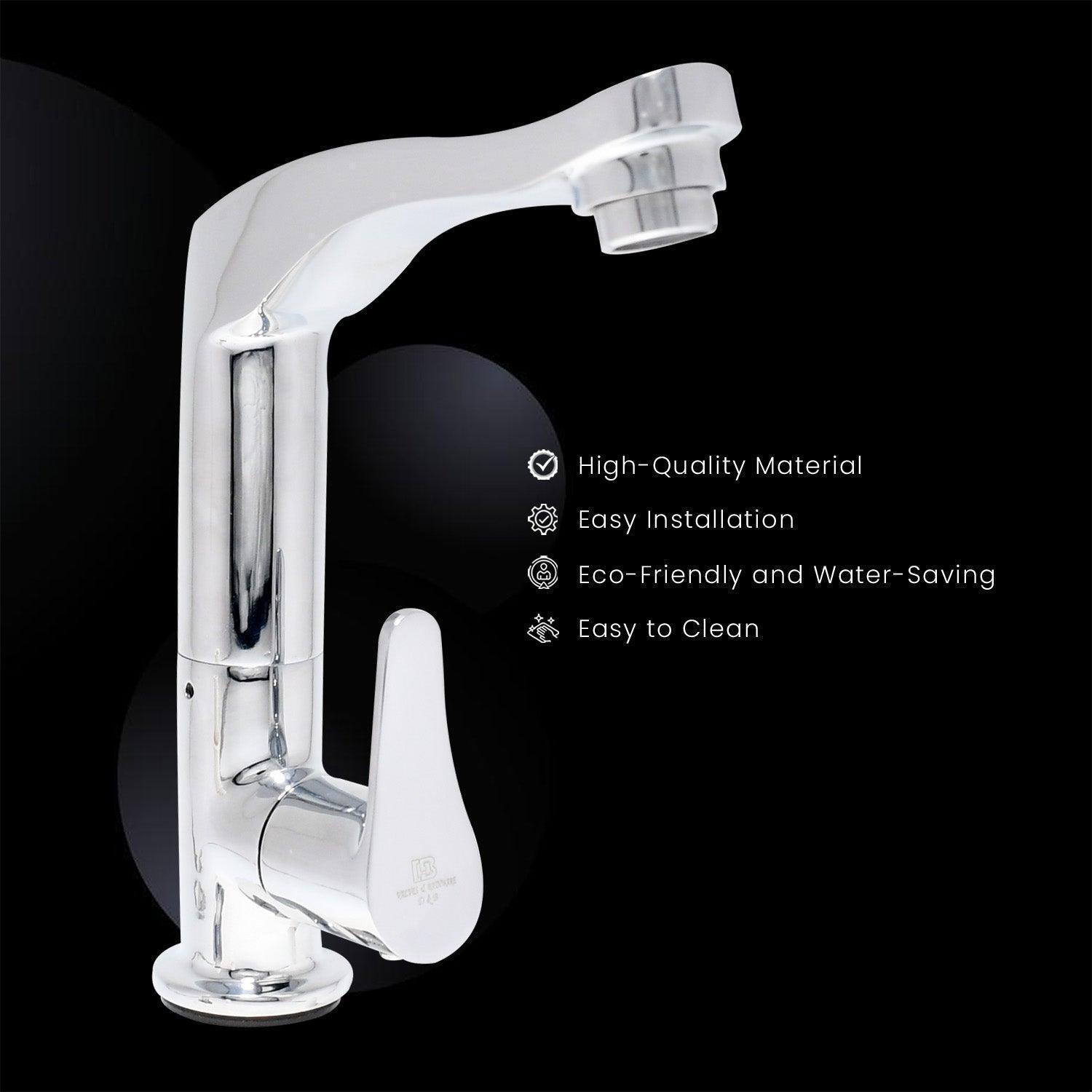 LAZZARO Sink Cock with Brass Flange- Chrome Finish Faucet High-Quality Brass Tap - D&B Bathware