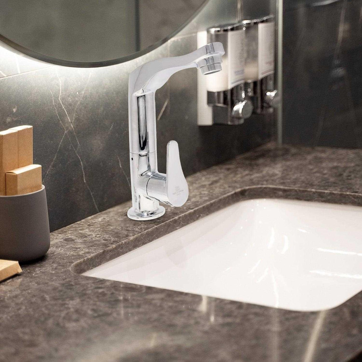 LAZZARO Sink Cock with Brass Flange- Chrome Finish Faucet High-Quality Brass Tap - D&B Bathware