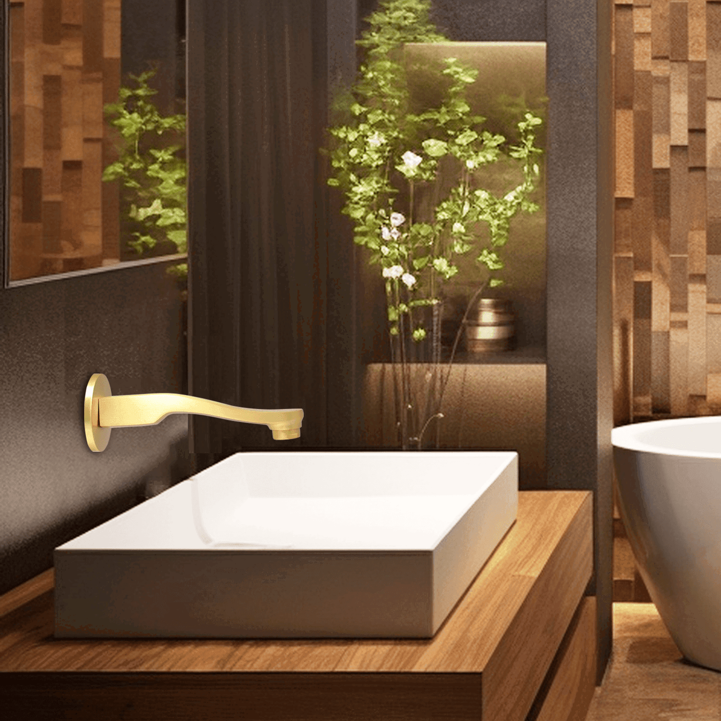 Lazzaro Brushed Bath Spout Plain - Modern Design & Durable Water Flow - D&B Bathware