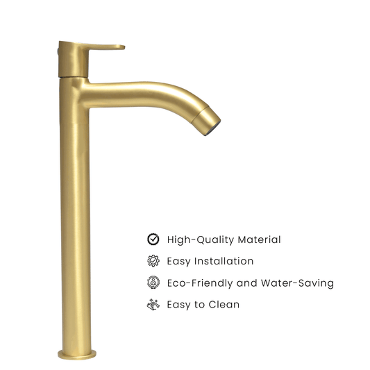 Lazzaro Brushed Extended Tall Pillar Tap - Elegant & Durable Bathroom Faucet - D&B Bathware