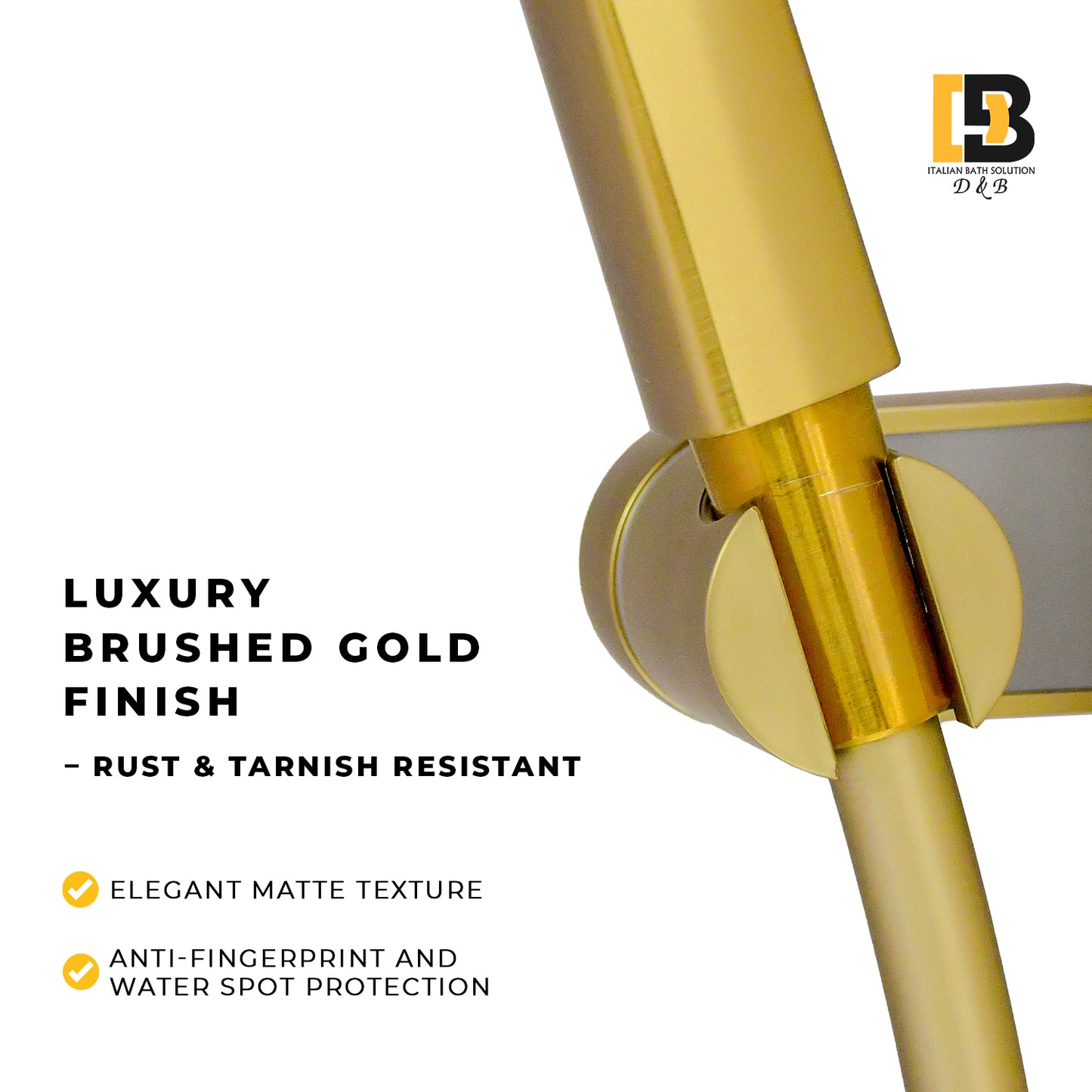 Universal Shower Head Holder Bracket(Brushed Gold) โ Adjustable Shower Mount for Handheld Shower heads ABS Wall Mount