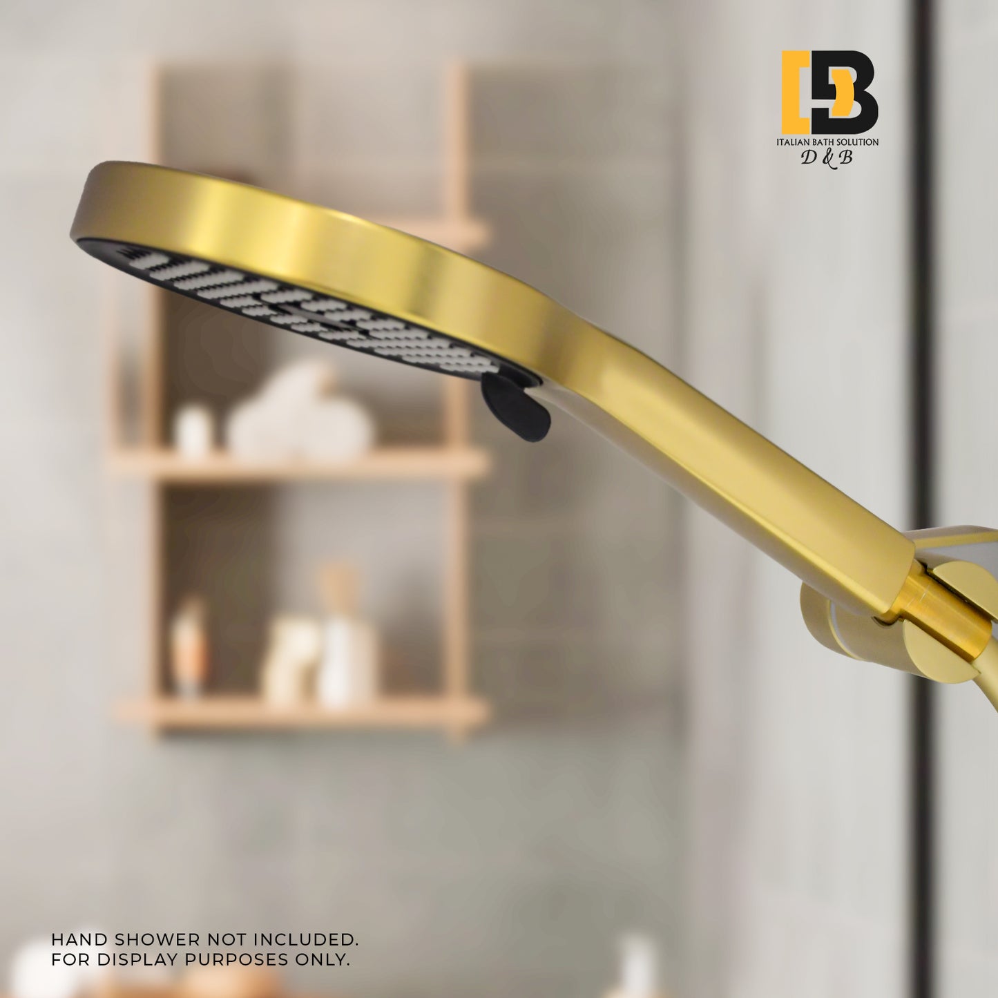 Universal Shower Head Holder Bracket(Brushed Gold) โ Adjustable Shower Mount for Handheld Shower heads ABS Wall Mount